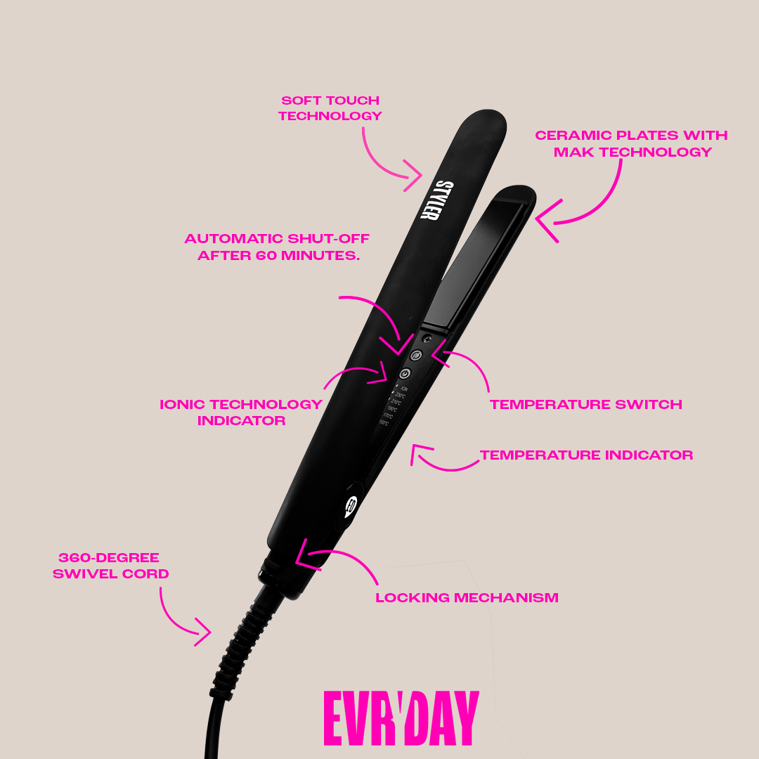 Glätteisen Evryday STYLER mit Keratin, Argan Öl und Macadamia Öl